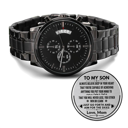 Personalized Men's Engraved Chronograph Watch For Son #e310