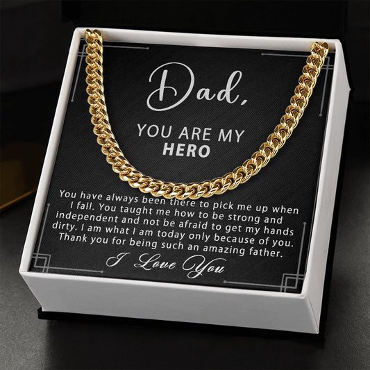 Best Gift Ideas For Father: Men K Gold Cuban Link Chain Necklace Gift For Dad, Father's Day Birthday Christmas Papa Gift Idea Message Card Jewelry From Daughter And Son