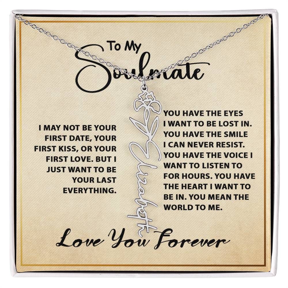 Personalized Flower Name Necklace To My Soulmate Gift #e303