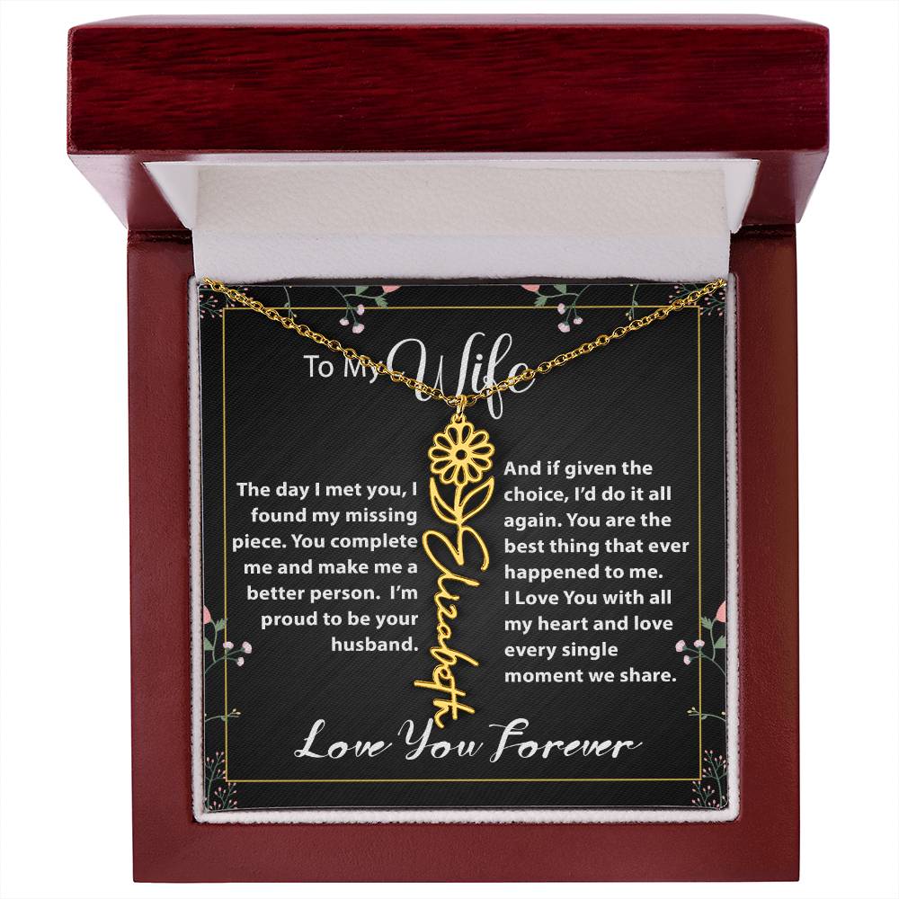 Custom Flower Name Necklace - Message Card Jewelry - Jewelry Inns