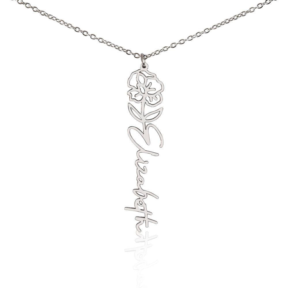 Personalized Name Necklace - Flower Name Necklace - Jewelry Inns