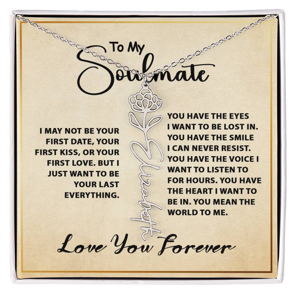 Personalized Flower Name Necklace To My Soulmate Gift #e303