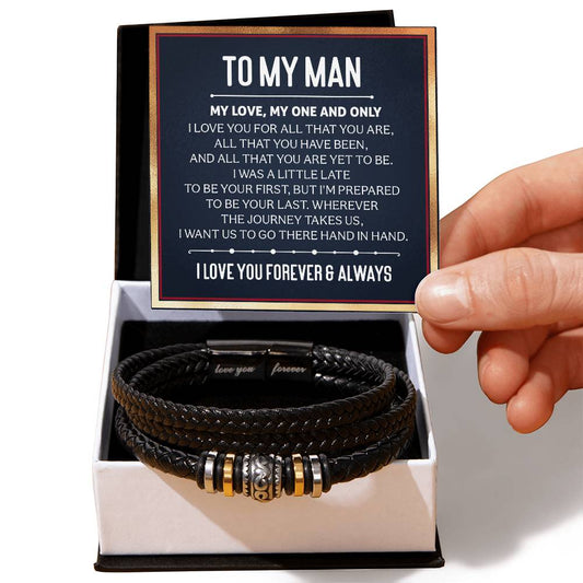 Best Gifts for Husband: Personalized Mens Leather Bracelet Gift For Husband On Birthday, Anniversary, Christmas present Keepsakes Message Card Jewelry For Him