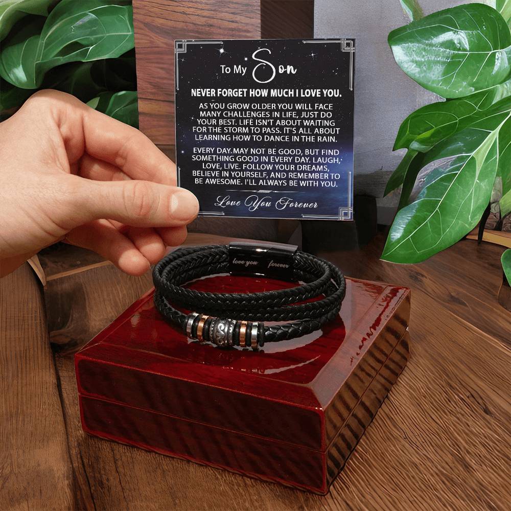 Personalized Mens Bracelet Love You Forever Gift For Son & Men On Birthday Valentine's Day Christmas present Anniversary Keepsakes Jewelries