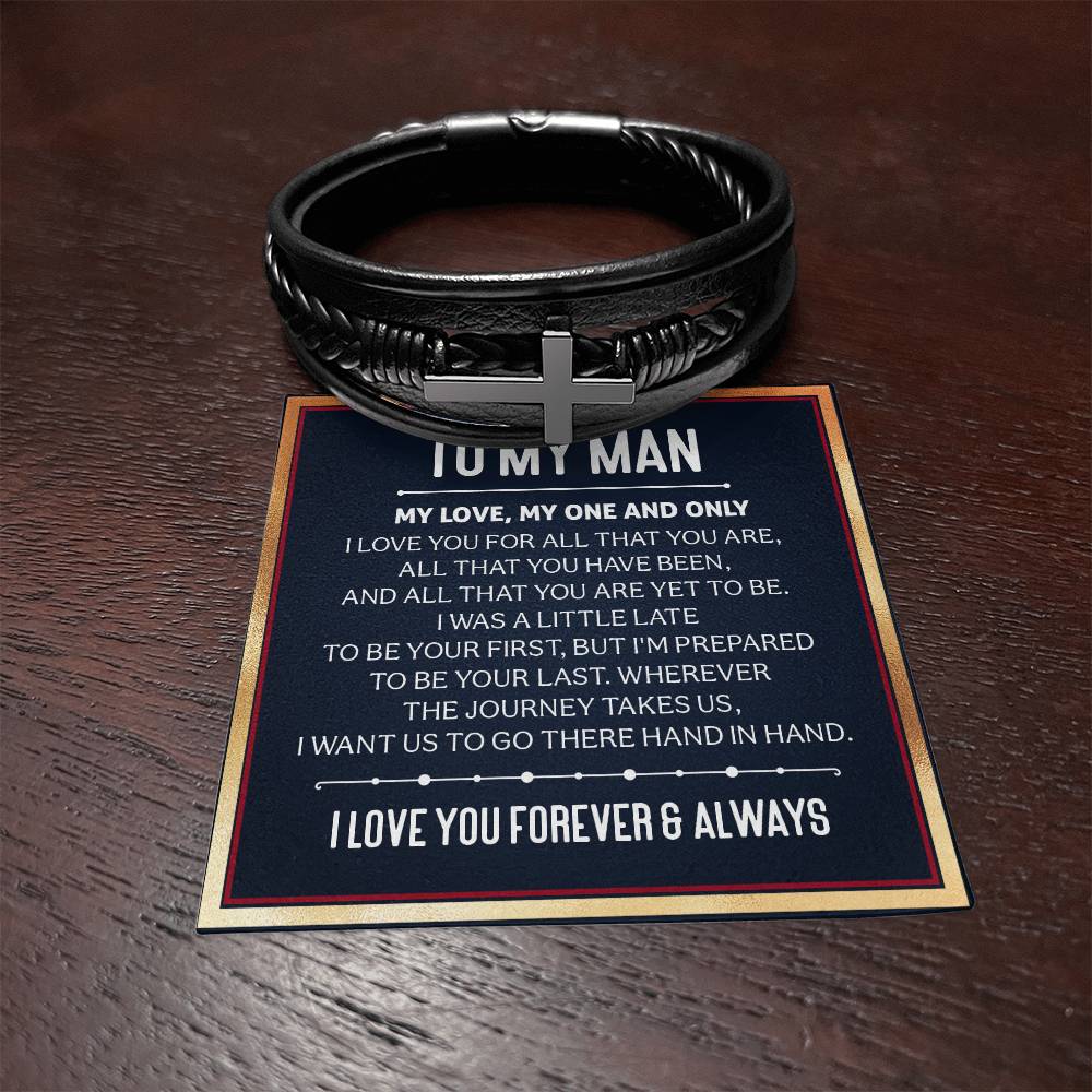 Cross Leather Bracelet Gift For Boyfriend  #e317