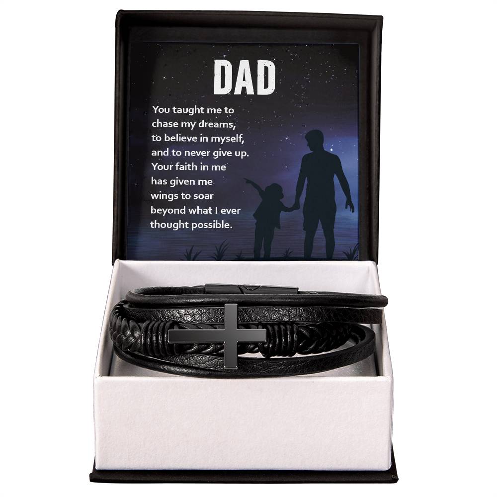 Cross Leather Bracelet Gift For Dad  #e318