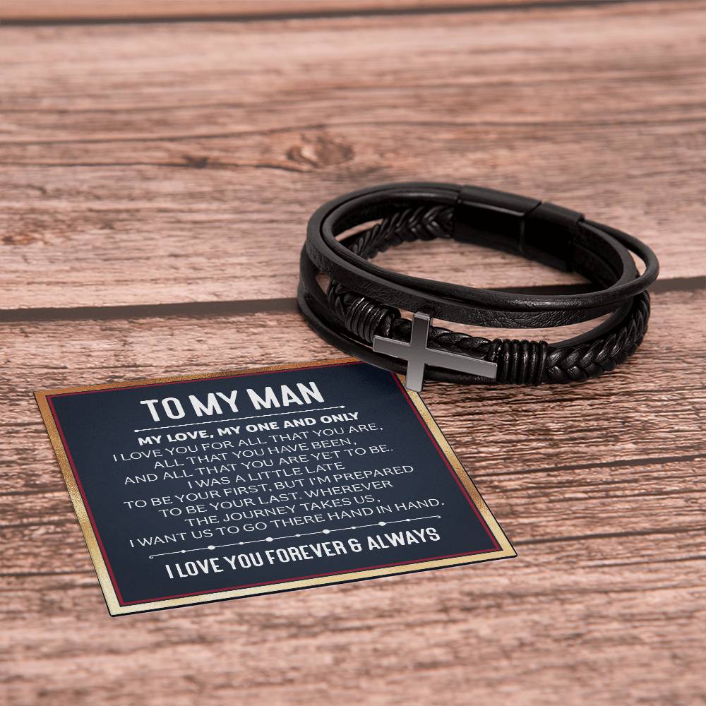 Cross Leather Bracelet Gift For Boyfriend  #e317