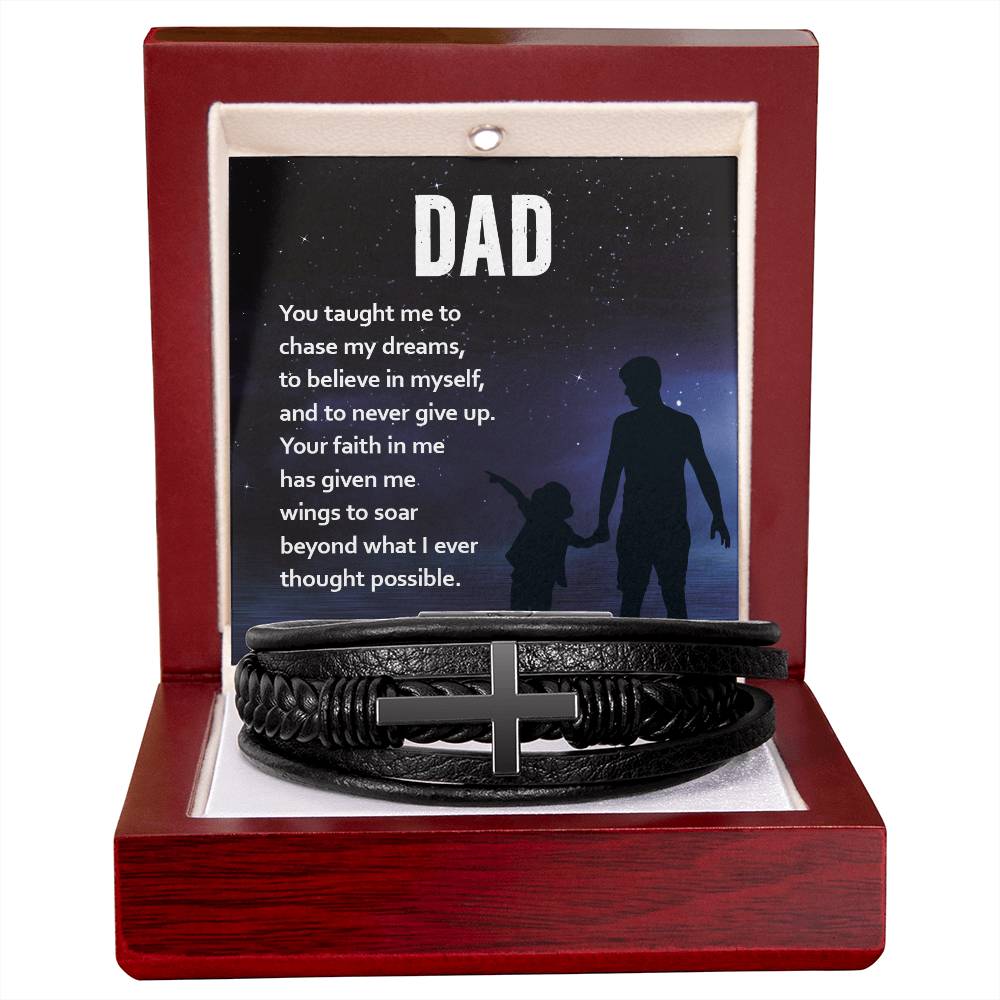 Cross Leather Bracelet Gift For Dad  #e318