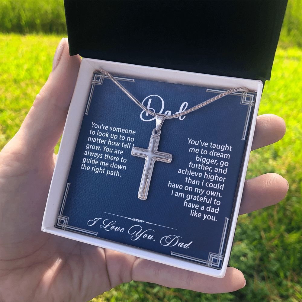 To My Dad Cross Necklace Gift, Father's Day Birthday Christmas Gift Idea #e285