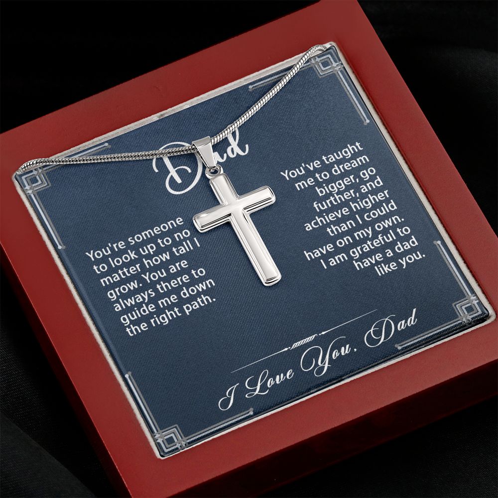 To My Dad Cross Necklace Gift, Father's Day Birthday Christmas Gift Idea #e285
