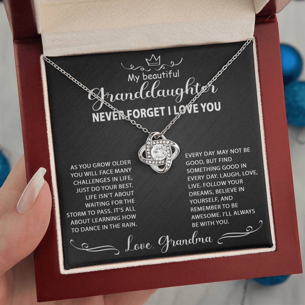 Gifts for Granddaughter: Personalized To My Granddaughter Love Knot Necklace Jewelry Gift For Her Birthday, Graduation, Wedding, Christmas Present From Grandparents. Matched with a thoughtful message card. Make your granddaughter extra special now. 