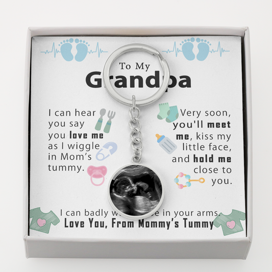 Custom Grandpa To Be Gift, First Time Grandpa Baby Scan Keychain, Pregnancy Announcement Sonogram Keepsake From Baby Bump, Expecting Grandpa #e274