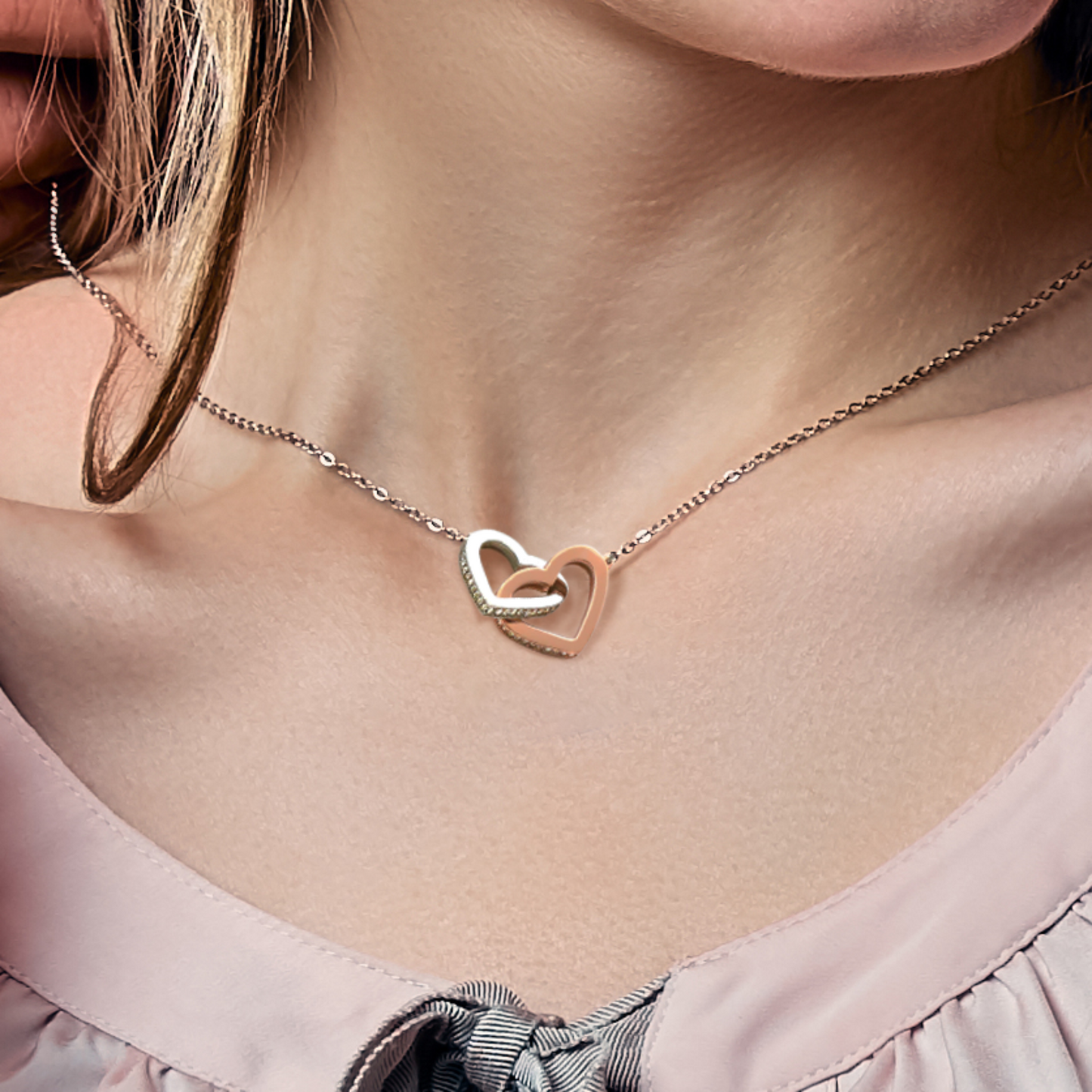 Personalized To My Granddaughter Interlocking Hearts Necklace From Grandma - Merry Christmas #e199