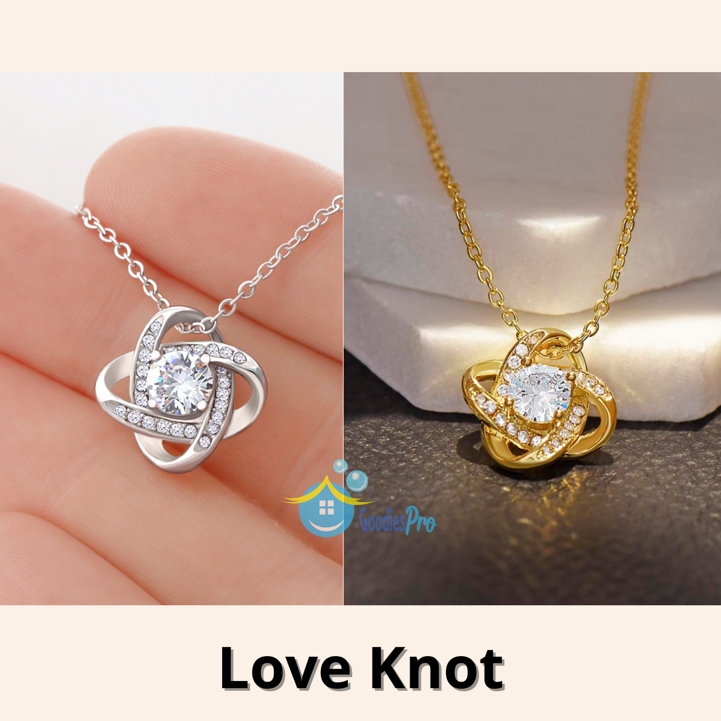 To My Daughter Love Knot Necklace Gift From Dad- Always heart to heart #e217