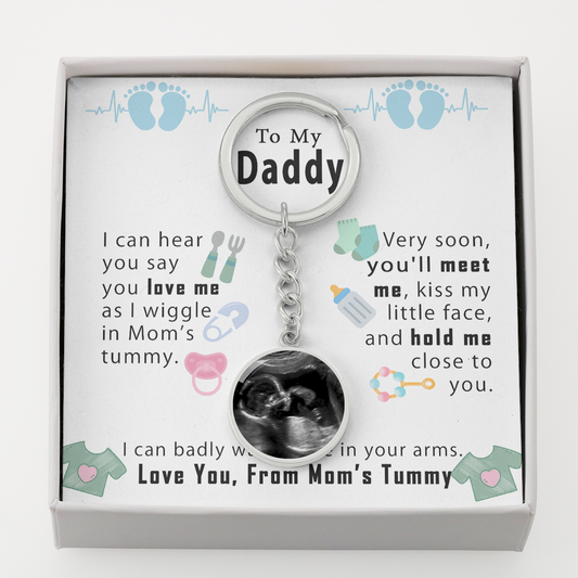 Custom Dad To Be Engraving Keychain Baby Shower Gift - I can hear you say you love me  #e207