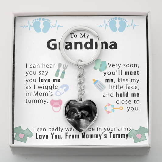 Custom New Grandma Baby Shower Gift - I can hear you say you love me - Engraving Keychain #e208