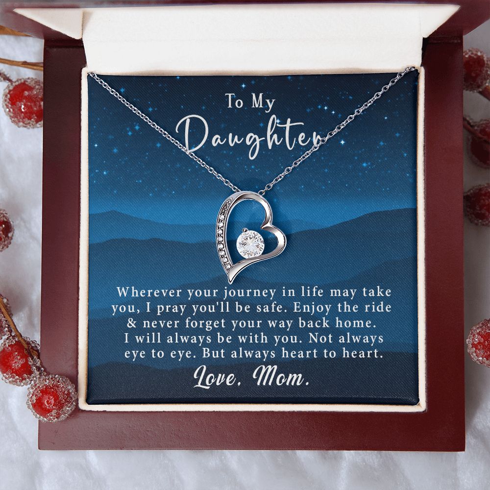 To My Daughter Forever Love Necklace Gift From Mom - Always heart to heart #e219