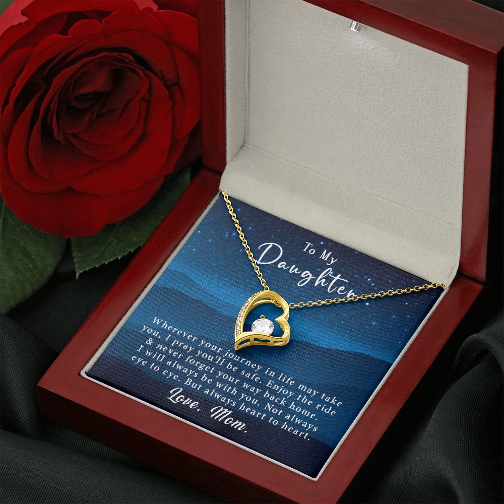 To My Daughter Forever Love Necklace Gift From Mom - Always heart to heart #e219
