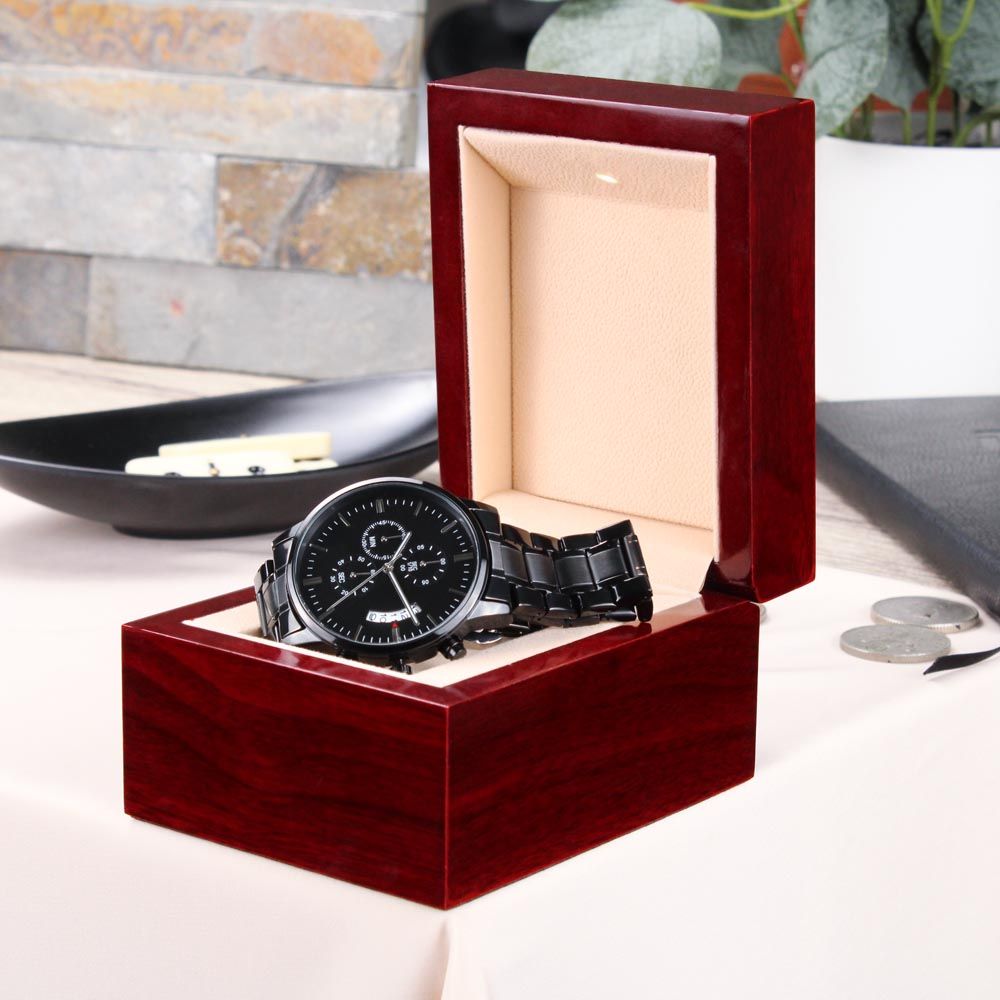 Personalized Boyfriend Chronograph Watch Gift - Two hearts one love - #e187