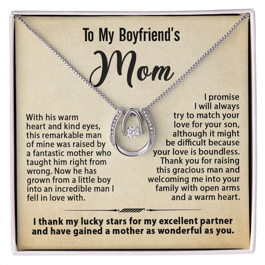 Gifts for Boyfriend's Mom, To My Boyfriends Mom Necklace Gifts, Mother's Day Gift Birthday Christmas Ideas For BF's Mom, Lucky In Love Pendants #e269