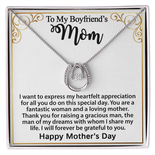 Gifts for Boyfriend's Mom, To My Boyfriends Mom Necklace Gifts, Mother's Day Gift Birthday Christmas Ideas For BF's Mom, Lucky In Love Pendants #e272