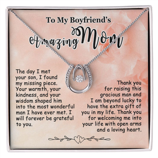 Gifts for Boyfriend's Mom, To My Boyfriends Mom Necklace Gifts, Mother's Day Gift Birthday Christmas Ideas For BF's Mom, Lucky In Love Pendants #e266
