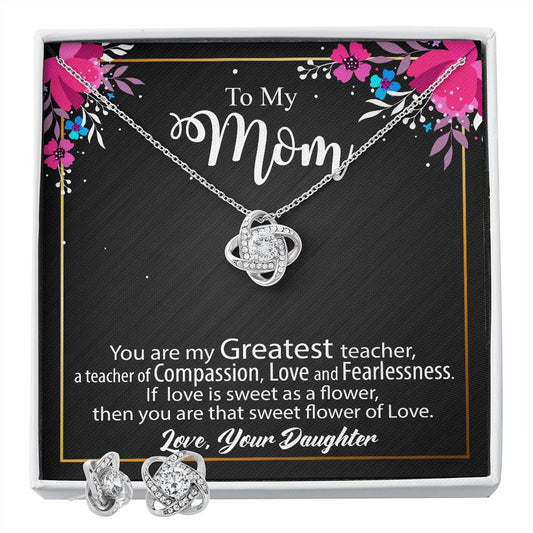 To My Mom Gift - Love Knot Earrings & Necklace Set #e131