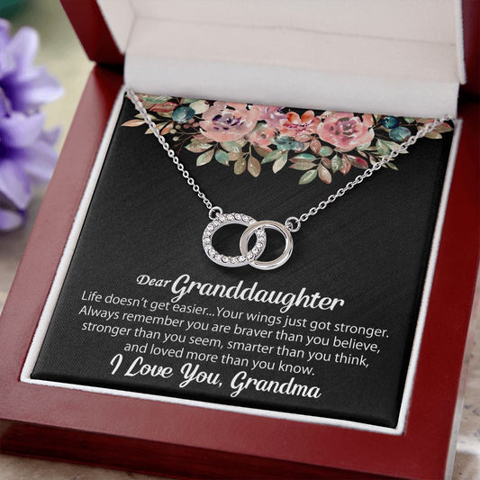 To My Granddaughter Necklace Gift - Your wings just got stronger - Perfect Pair #e105