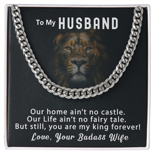 Personalized To My Husband Cuban Link Chain 5mm Necklace - You are my king #e95