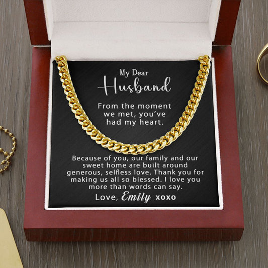 Personalized To My Husband Cuban Link Chain 5mm Necklace - Generous, selfless love #e205