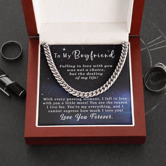 To My Boyfriend Gift - Falling in love - Cuban Link Chain Necklace #e52