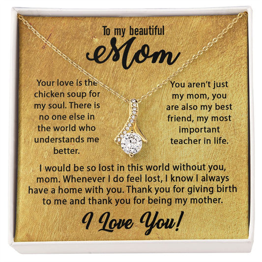 Mom Gifts - Mother's Day Gift Ideas For Women, To My Mom Necklace Form Daughter & Son, Best Birthday Christmas Valentines Day For New Mothers, Message Card Jewelry Pendants #e237
