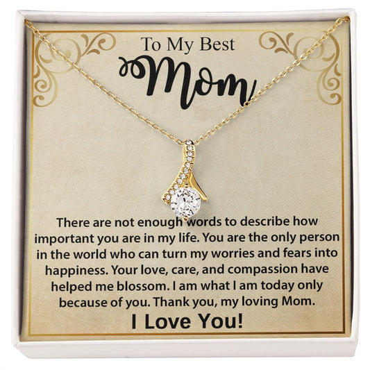 Mom Necklace Gift, Mother's Day Birthday Gift Ideas From Daughter & Son, Poem Message Card Alluring Beauty Pendant Jewelry Present For Her #e247