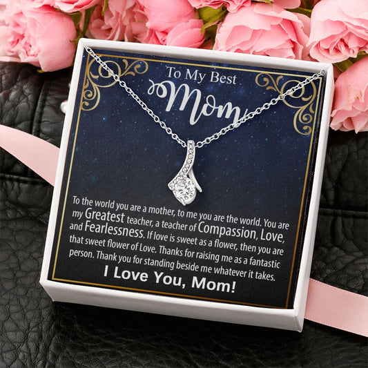 Necklace For Mom: To My Mom Presents, Mother's Day Birthday Gift Ideas From Daughter & Son, Message Card Alluring Beauty Pendant Jewelry #e240