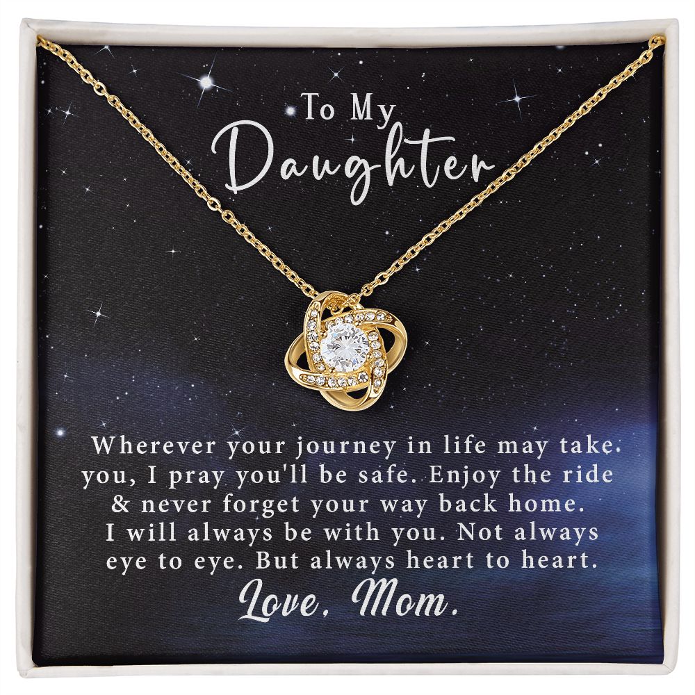 To My Daughter Love Knot Necklace Gift From Mom - Always heart to heart #e40