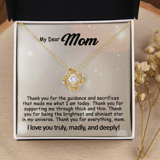 To My Mom Necklace, Mother's Day Birthday Gift Ideas From Daughter & Son, Poem Message Card Love Knot Pendant Jewelry Presents For Her #e242b