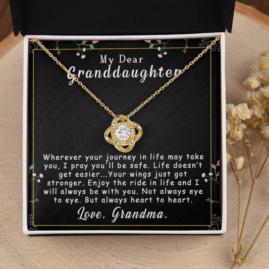 To My Granddaughter Necklace Gift - Always heart to heart - Love Knot #e163