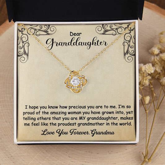 To My Granddaughter Necklace Gift - I hope you know - Love Knot #e160