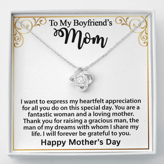 Gifts for Boyfriend's Mom: Gift For Boyfriend's Mom - To My Boyfriend's Mom Necklace, Mother's Day Birthday Xmas Ideas, Love Knot Jewelry Message Card For BF's Mother. Matched with a thoughtful message card. 