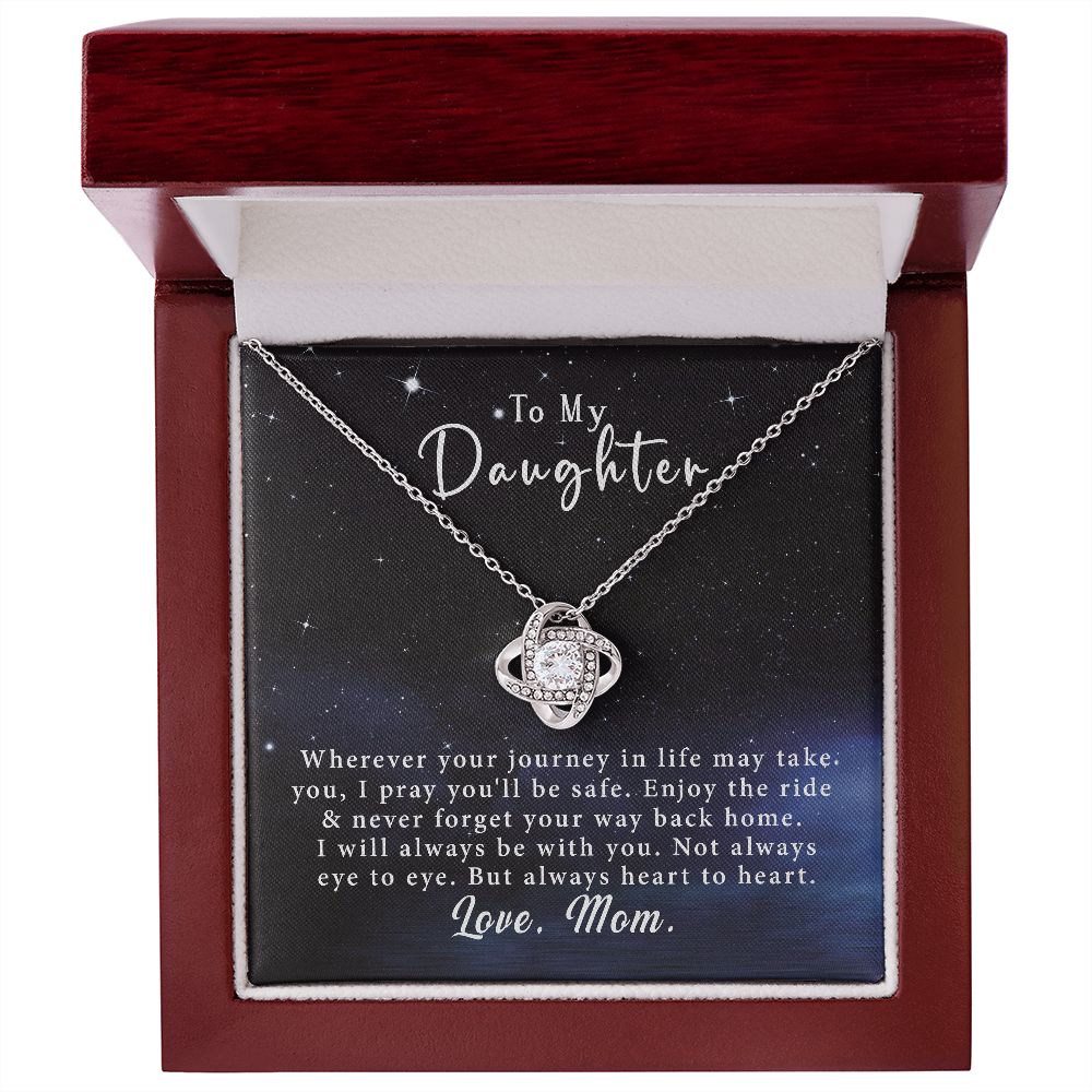To My Daughter Love Knot Necklace Gift From Mom - Always heart to heart #e40