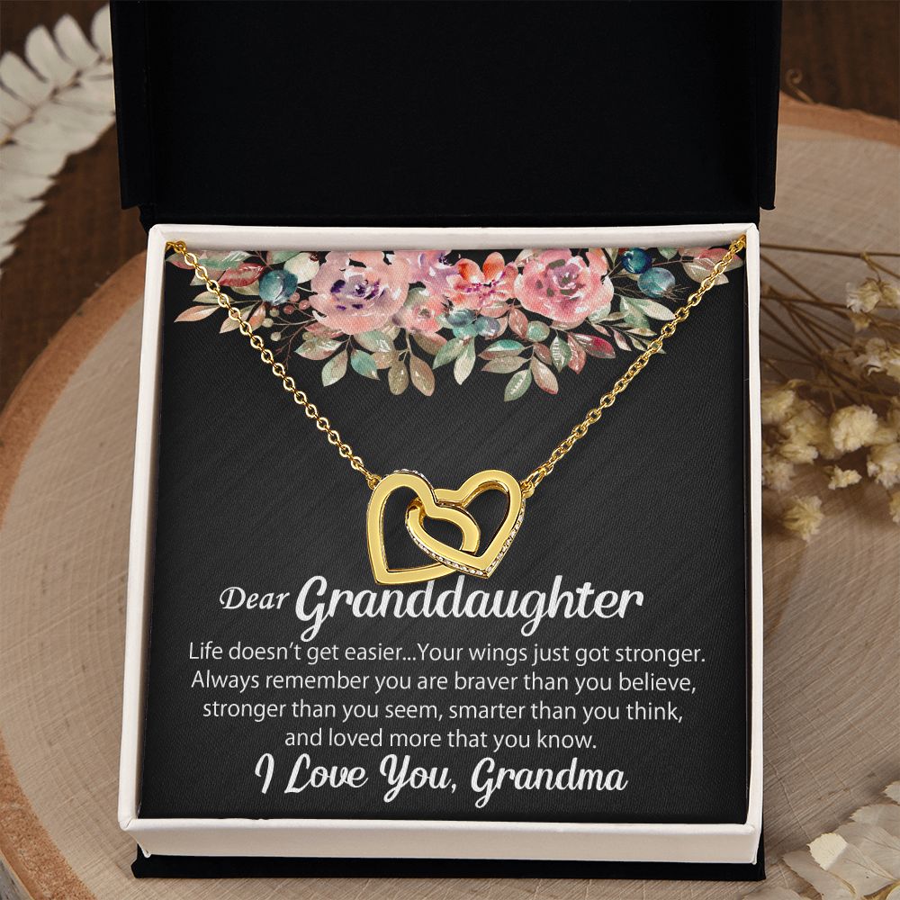 To My Granddaughter Necklace Gift - Interlocking Hearts - Jewelry Inns