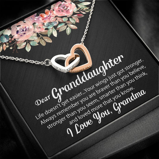 To My Granddaughter Necklace Gift - Interlocking Hearts - Jewelry Inns