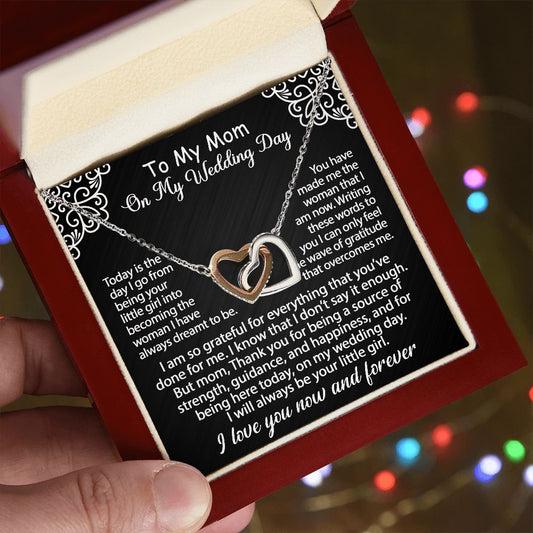 To My Mom Jewelry Gift Set On My Wedding Day - I am so grateful - Interlocking Hearts #e78