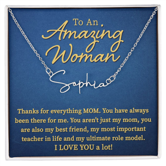 Necklace For Mom: To An Amazing Mother Gift - Signature Style Name Necklace #e244