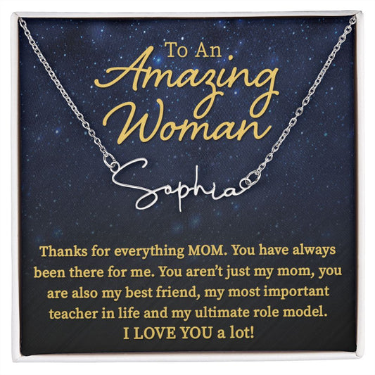 The Best Gift Idea For Mom: Personalized Signature Style Name Necklace - Unique To My Mom Birthday, Mother’s Day, Valentine’s Day, Christmas Gift Ideas, Poem Message Card Pendant Jewelry For Her, is the perfect gift to delight your mother.