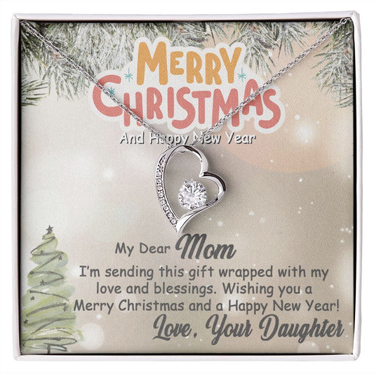 Personalized To My Mom Forever Love Necklace From Daughter & Son - Merry Christmas gift wrapped with my love #e203