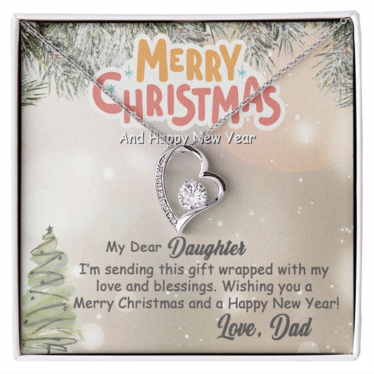 Personalized To My Daughter Forever Love Necklace From Dad - Merry Christmas #e197