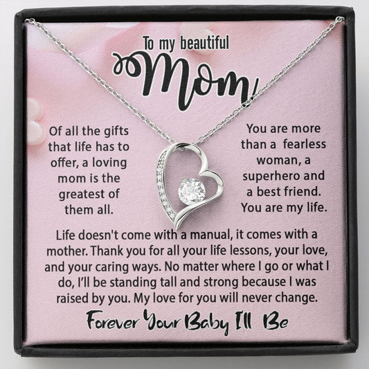 To My Mom Necklace, Mom Birthday Gift From Daughter & Son, Mother's Day Ideas Love Quote Message Card Forever Love Jewelry For Her #e232