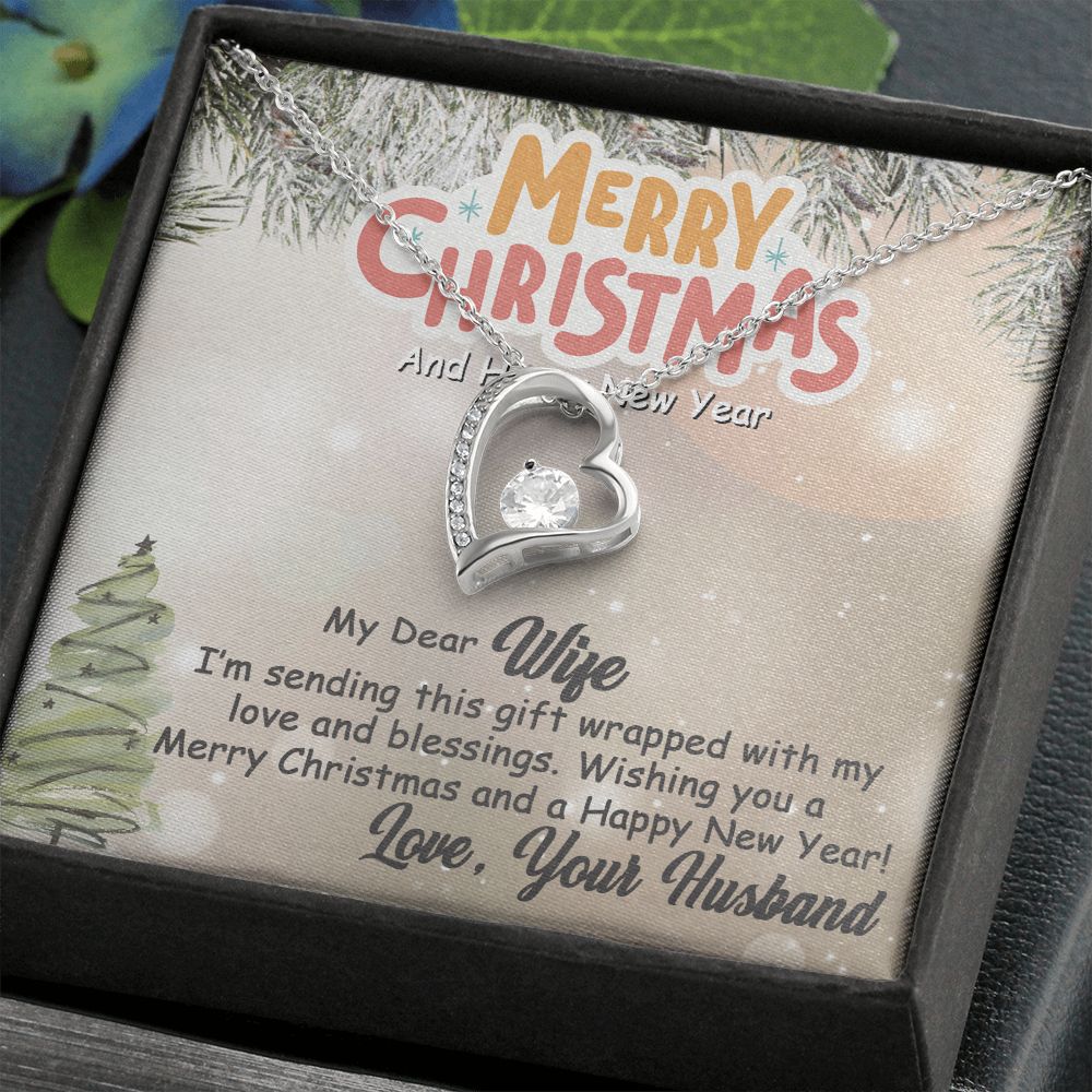Personalized To My Wife Forever Love Necklace From Husband- Merry Christmas gift wrapped with my love #e201
