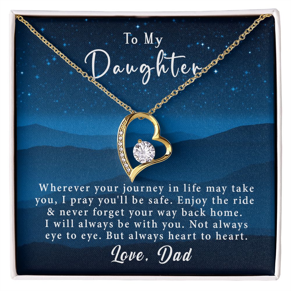 To My Daughter Forever Love Necklace Gift From Dad - Always heart to heart #e220